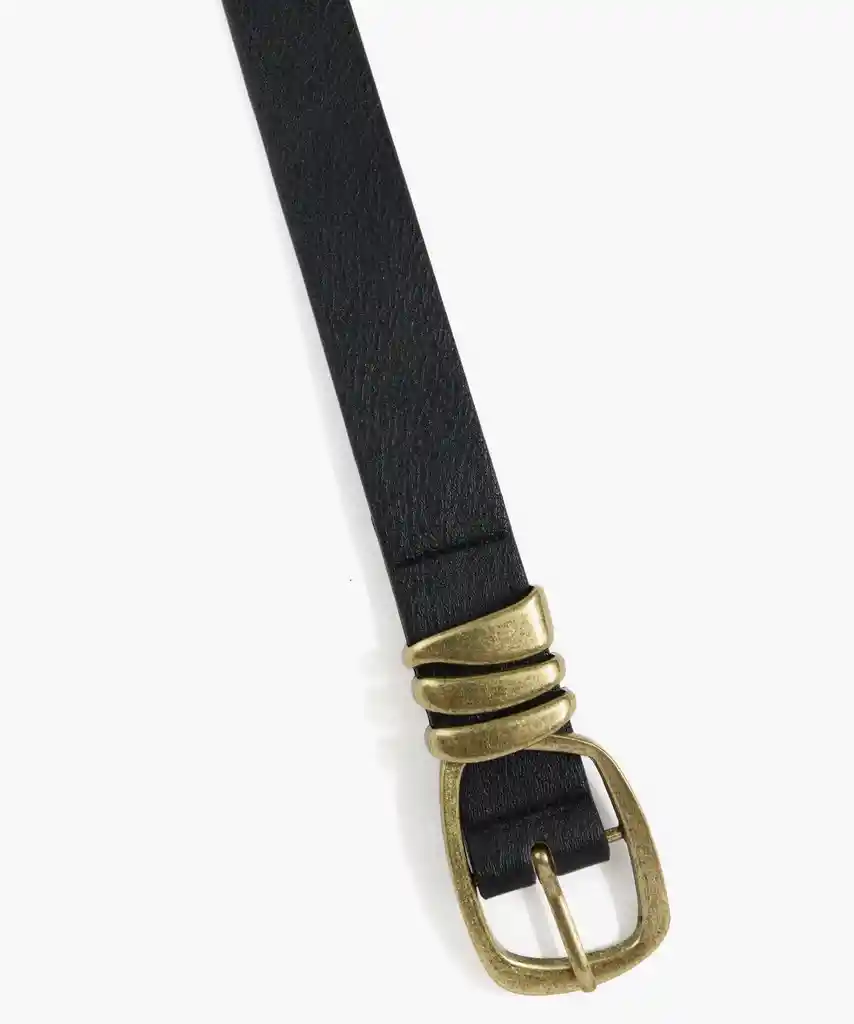 Cinturón Mujer Con Hebilla Irregular M/l Negro