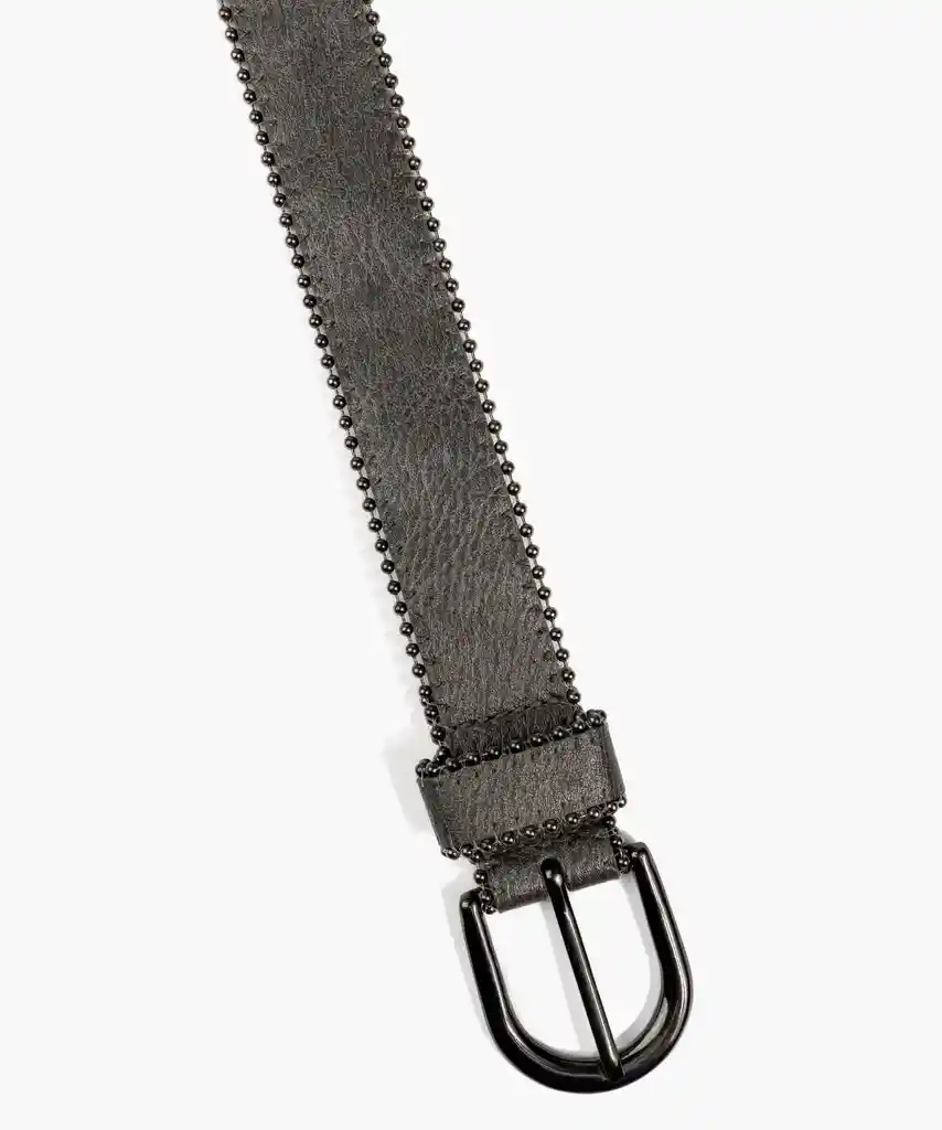 Cinturón Mujer Borde Pelotitas M/l Plateado