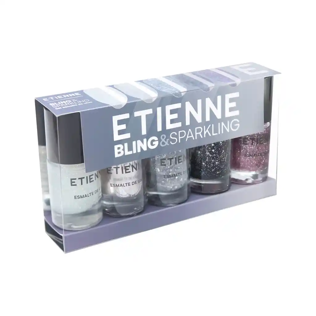 Estuche Etienne Set 5 Esmaltes Bling & Sparkling