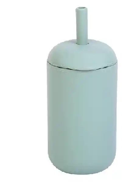 Vaso Con Bombilla Silicona Verde Menta