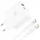 Cargador Con Cable Tipo C A C Dual Pd 65w C + Usb Qc3.0 - Hoco C113a