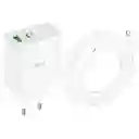 Cargador Con Cable Tipo C A C Dual Pd 65w C + Usb Qc3.0 - Hoco C113a