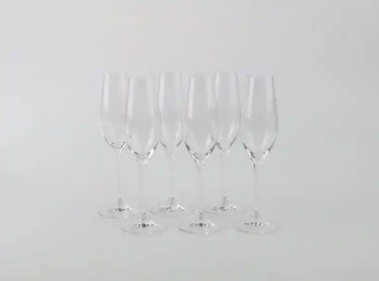 Set 6 Copas Krosno Splendour Champagne Vidrio Transparente