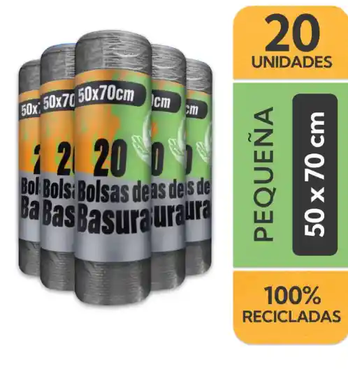 20 Bolsas De Basura 20 Litros 50x70 Cm