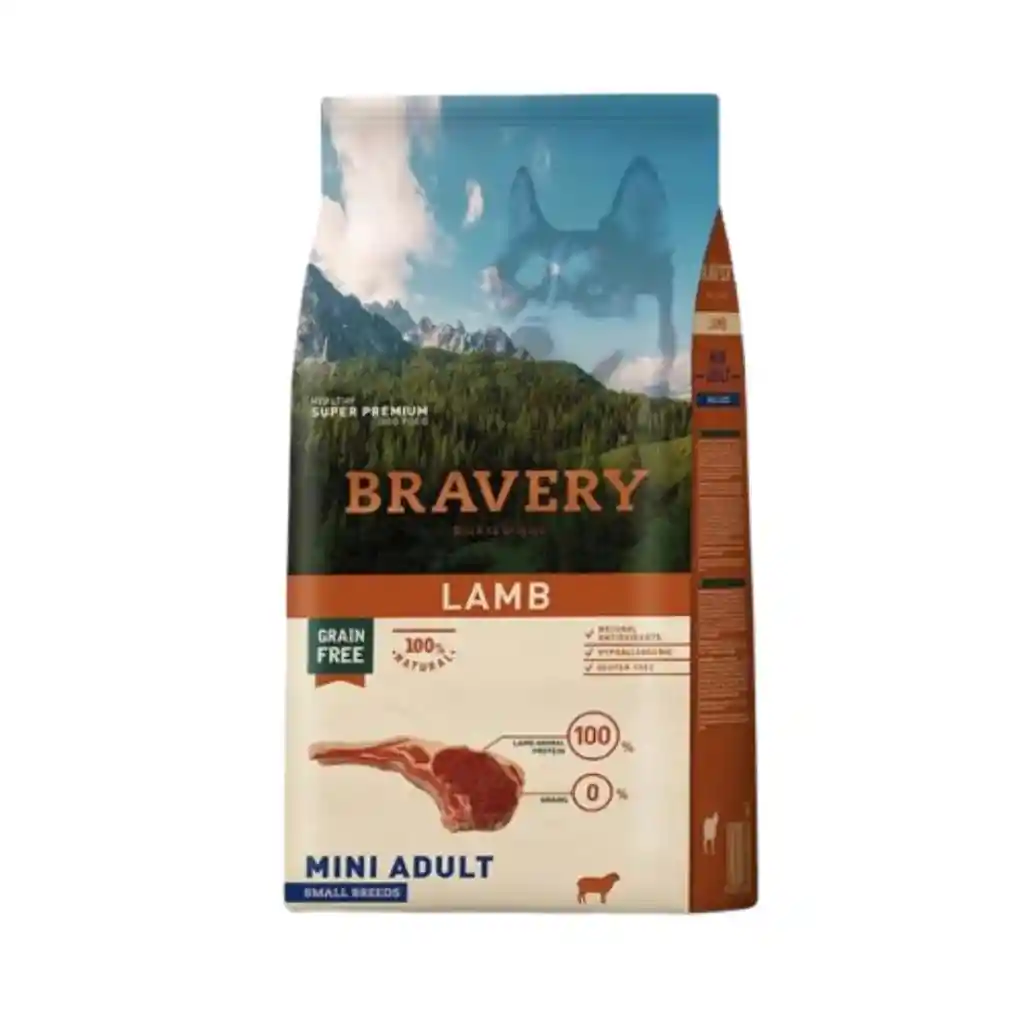 Bravery, Perro Mini Adulto, Raza Pequeña, Sabor Cordero (2kg)