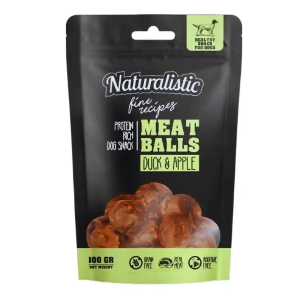Naturalistic, Snack Albóndigas De Pato Y Manzana, Para Perros (100gr)