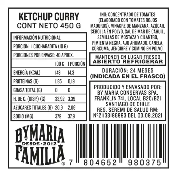 Ketchup Curry 450g By Maria