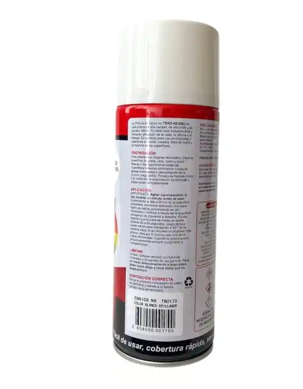 Pintura Spray Aerosol Blanco Brillante Uso General 400 Ml
