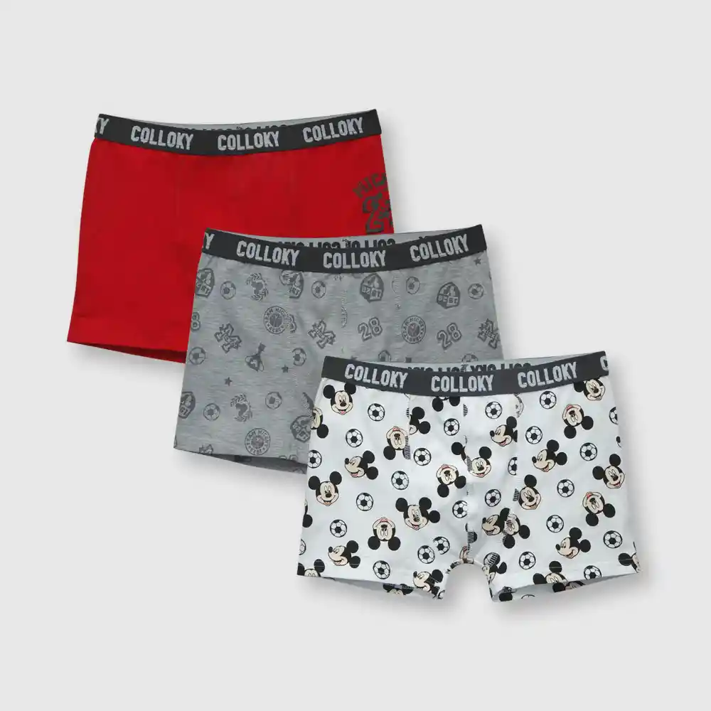 Pack De Bóxer Mickey Para Niño Gris Talla 12a