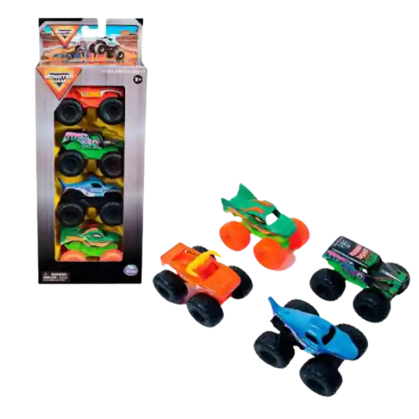 Monster Jam Vehículo Escala 1:72 Pack 4ú.