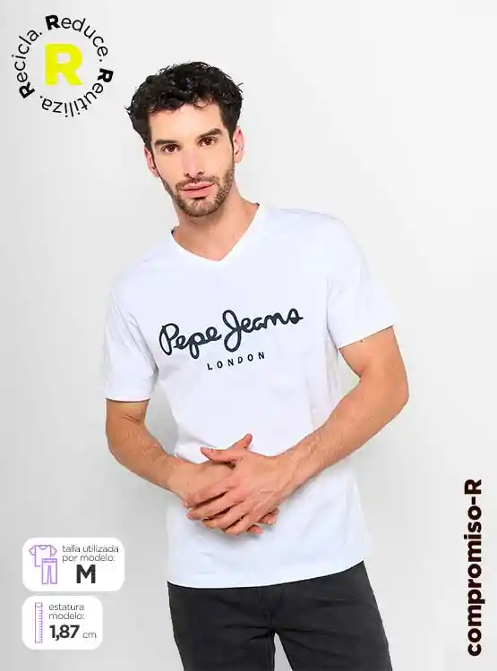 Polera Hombre Pepe Jeans Manga Corta Cuello V Talla Xl