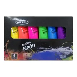 Pintura Acrilica Neon Artel 6 Unid