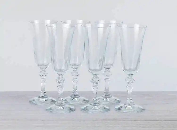 Set 6 Copas Krosno Krista Deco Champagne Vidrio Transparente