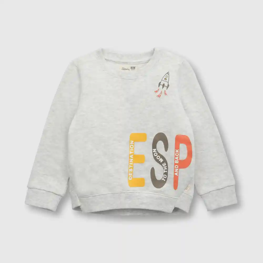 Polerón Espacio Bebé Niño Gris Talla 6/9 Meses