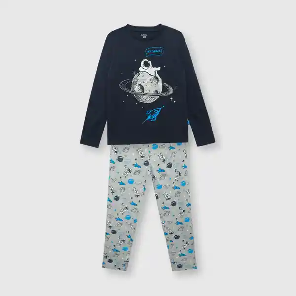 Pijama de Algodón de Niño Azul / Blue Talla 12A Colloky