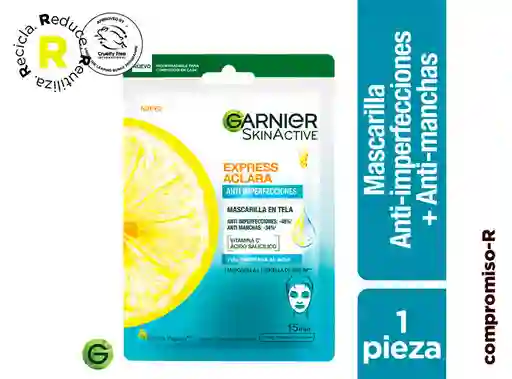 Mascarilla Garnier Antiimperfecciones Express Aclara 1 Unidad