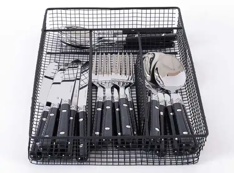 Cuchilleria 24pcs Negra Canasta