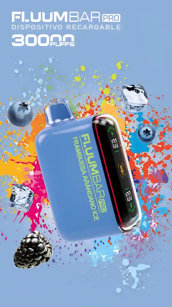 Vaporizador Fluum Bar Pro 30.000 Puff Sabor Frambuesa Arándano Ice