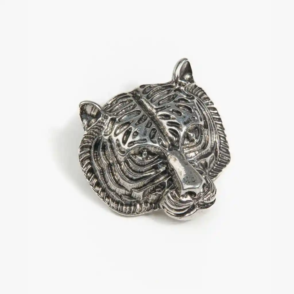 Prendedor Mujer Tigre Plateado