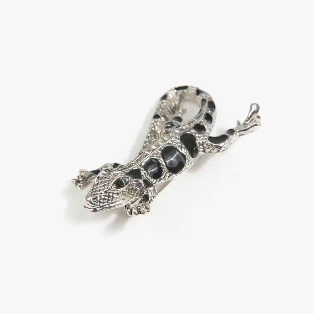 Prendedor Mujer Lagartija Plateado
