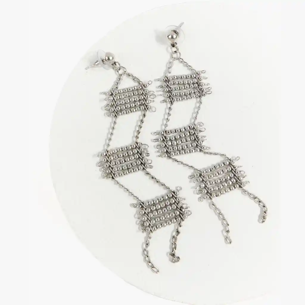 Aros Mujer Escalera Plateado