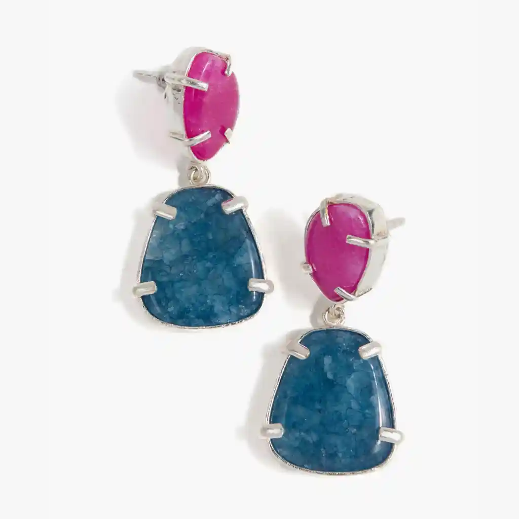 Aros Mujer Piedras Morado