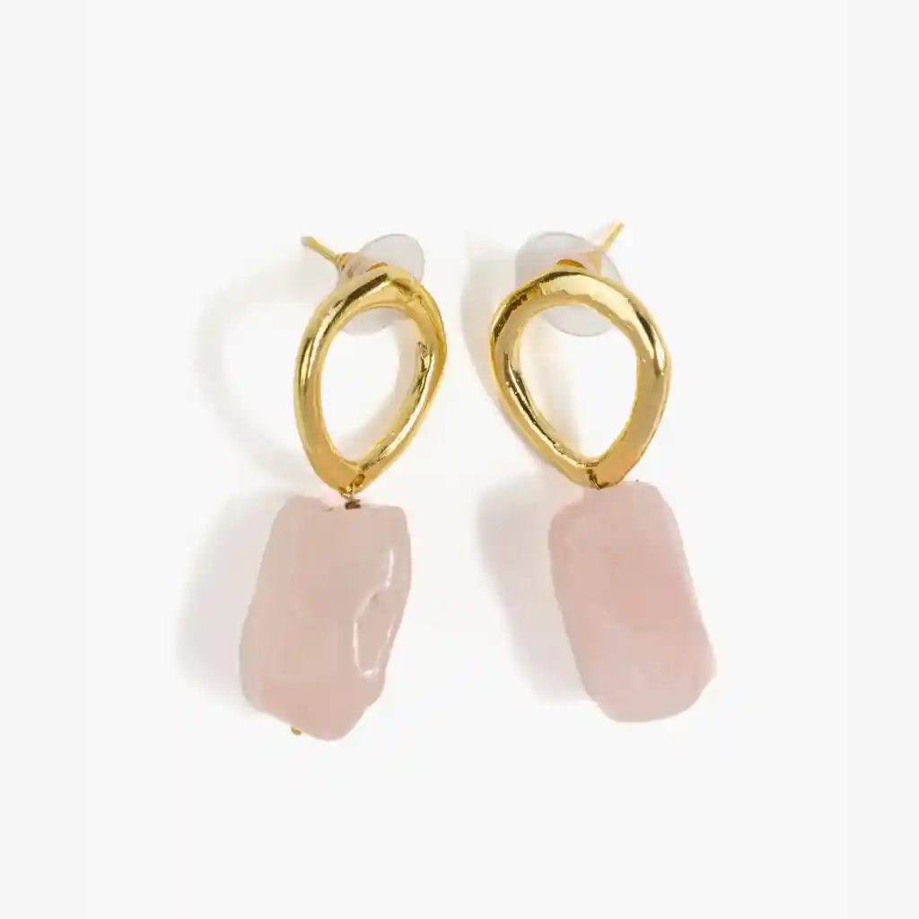 Aros Mujer Piedra Colgante Rosado
