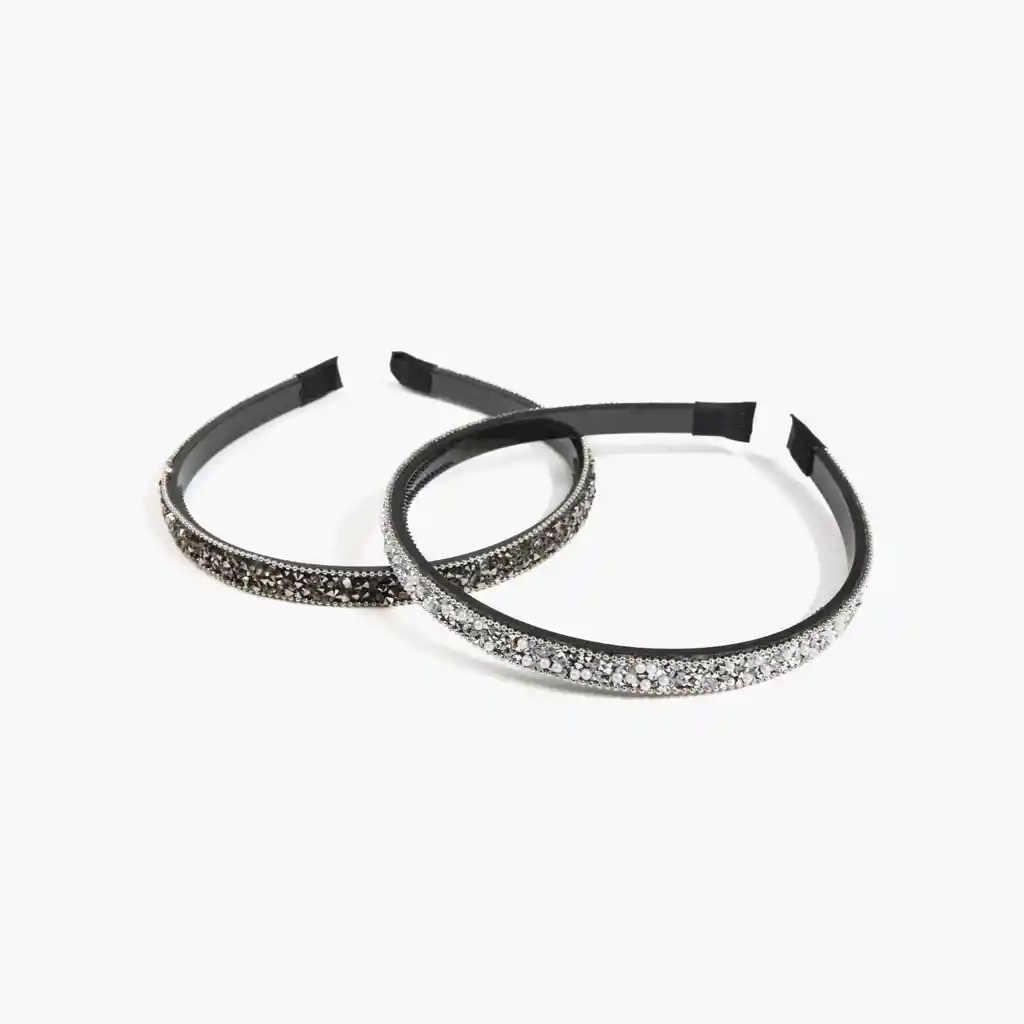 Set Cintillos Mujer Mostacillas Negro