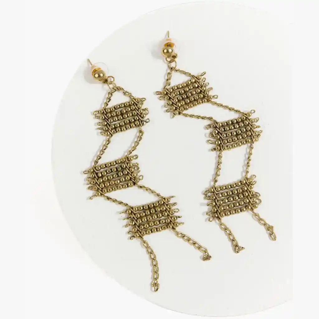 Aros Mujer Escalera Dorado