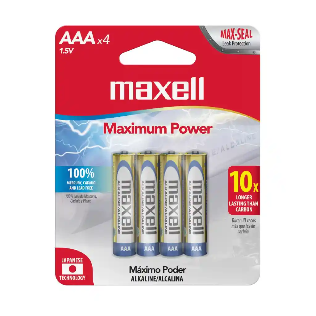Pack 4 Pilas Alcalinas Aaa Maxell