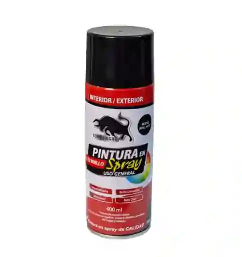 Pintura Spray Aerosol Negro Brillante Uso General 400 Ml