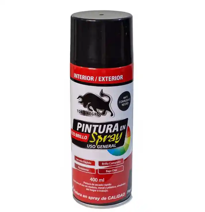 Pintura Spray Aerosol Anticorrosivo Negro Uso General 400 Ml