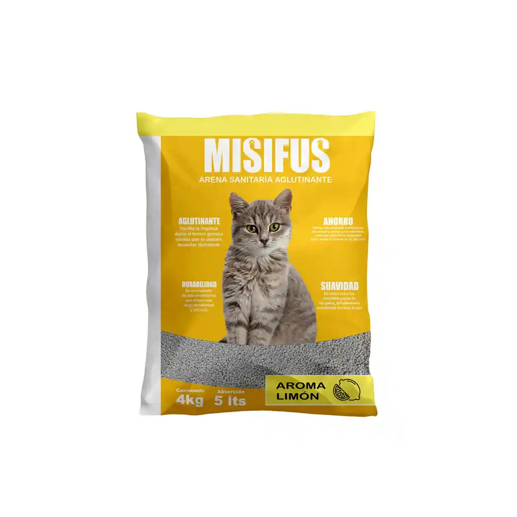 Arena Sanitaria Misifus Aroma Limón – 4 Kg