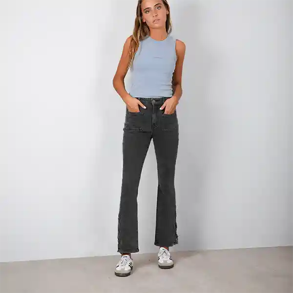 Pants Flare Cintas Negro 40 Mujer Raindoor