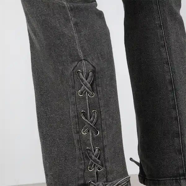 Pants Flare Cintas Negro 40 Mujer Raindoor