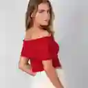 Top Bardot Sin Hombros Rojo Xs Mujer Raindoor