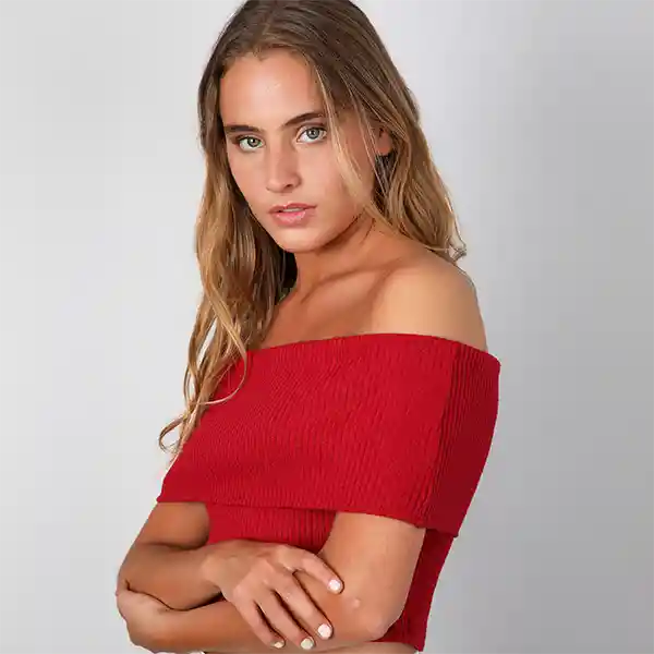 Top Bardot Sin Hombros Rojo S Mujer Raindoor