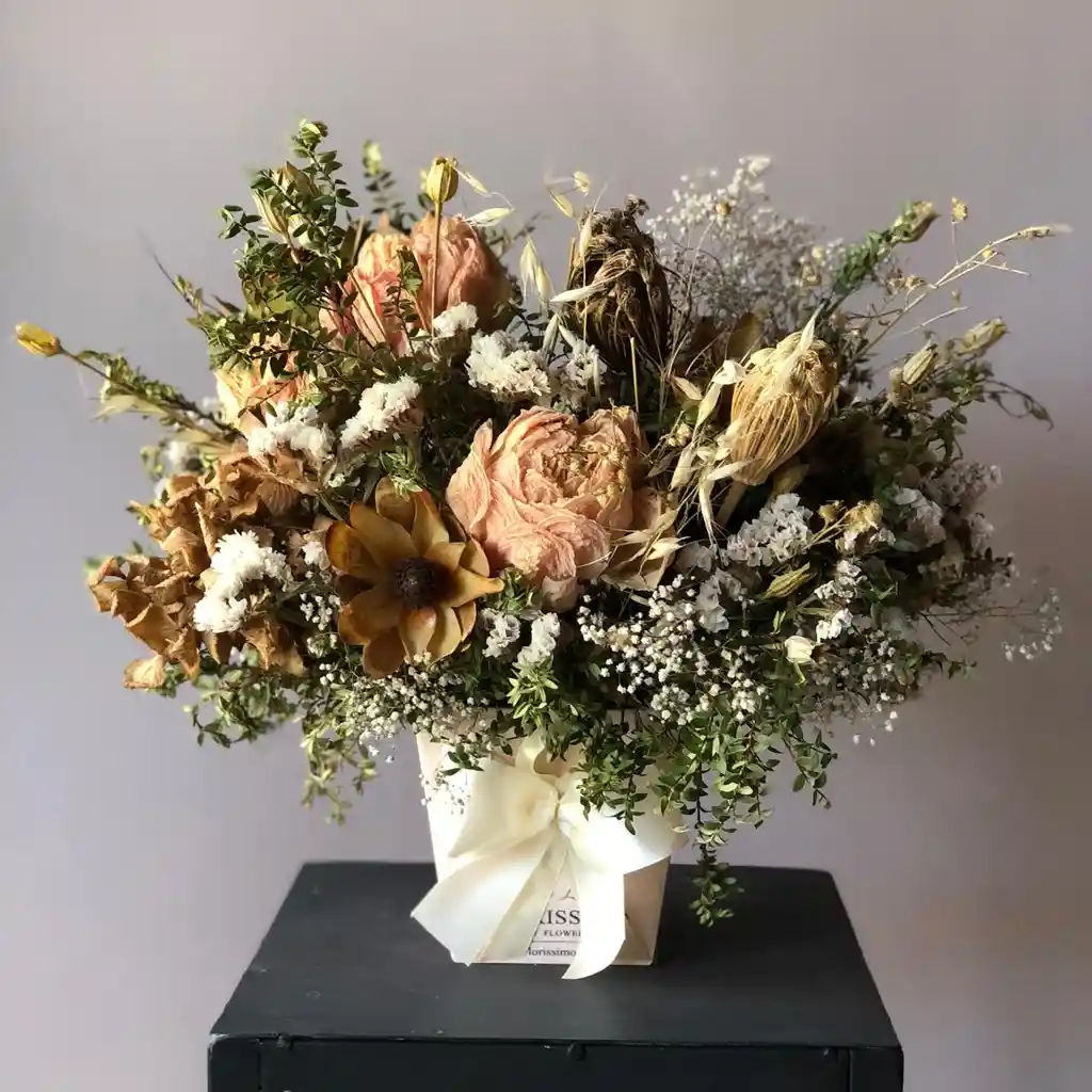 Caja Mediana Con Flores Secas