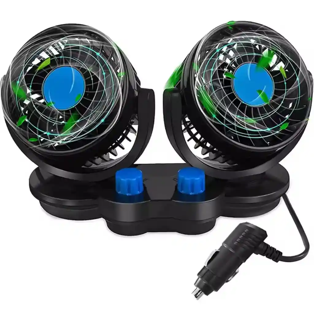 Ventilador Doble Para Auto 12v Ventilador Giratorio