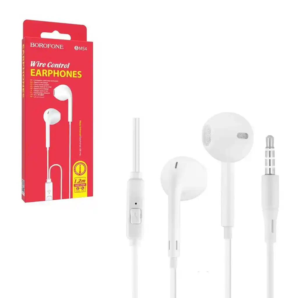 Audifonos Auxiliar 3.5mm Manos Libres Borofone Bm54 Blanco