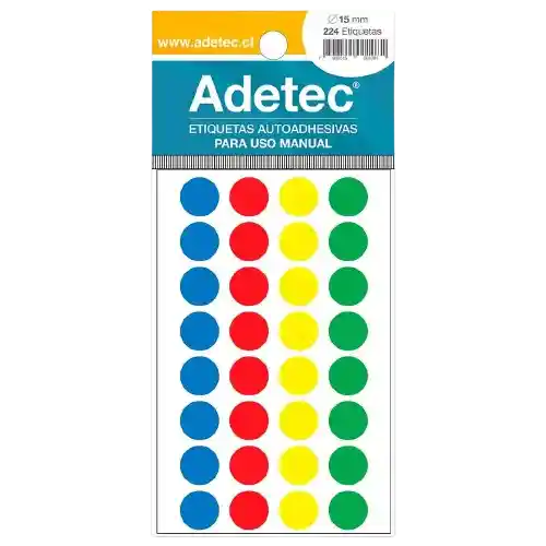 Etiqueta Manual Circular Colores 1.5cm 224 Undsd