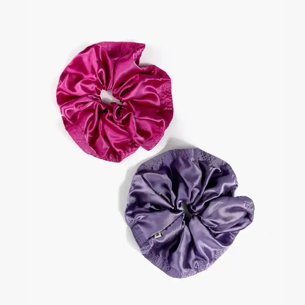 Set Collets Mujer Satinado Rosado