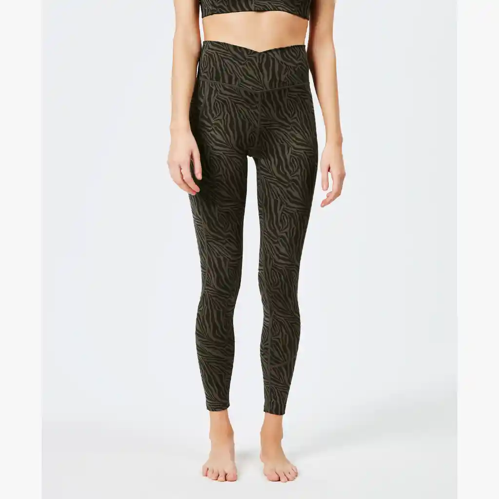 Calza Deportiva Mujer Animal Print Xs Verde Musgo