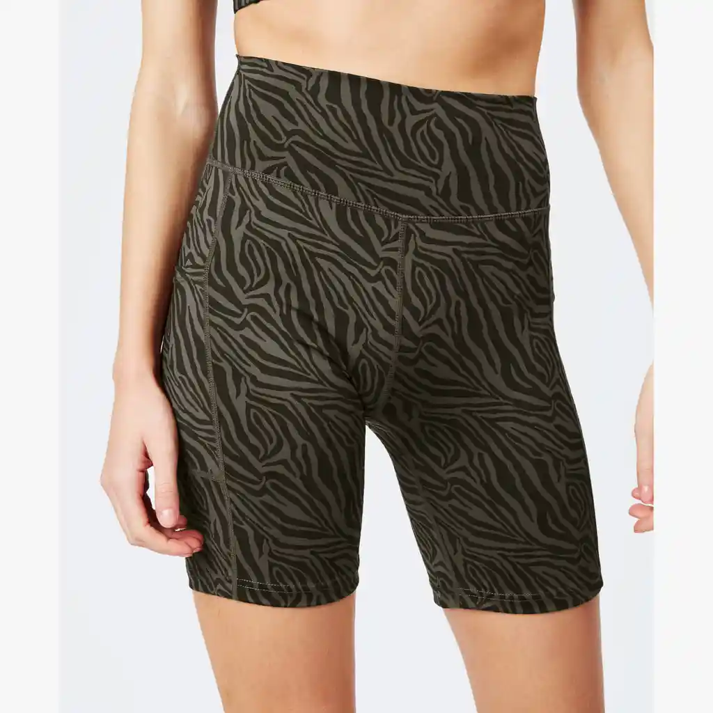Short Deportivo Mujer Animal Print Xs Verde Musgo