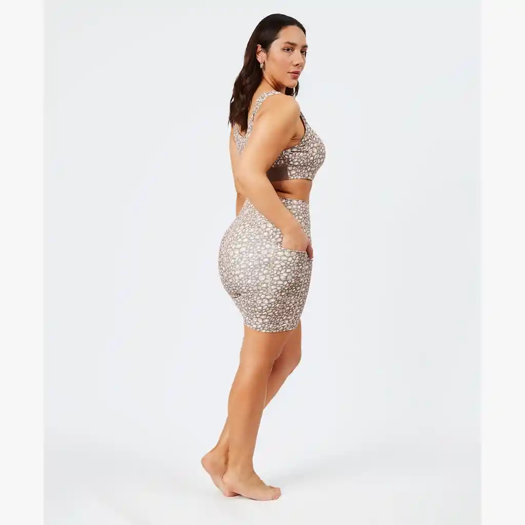 Short Deportivo Mujer Animal Print Xs Taupe