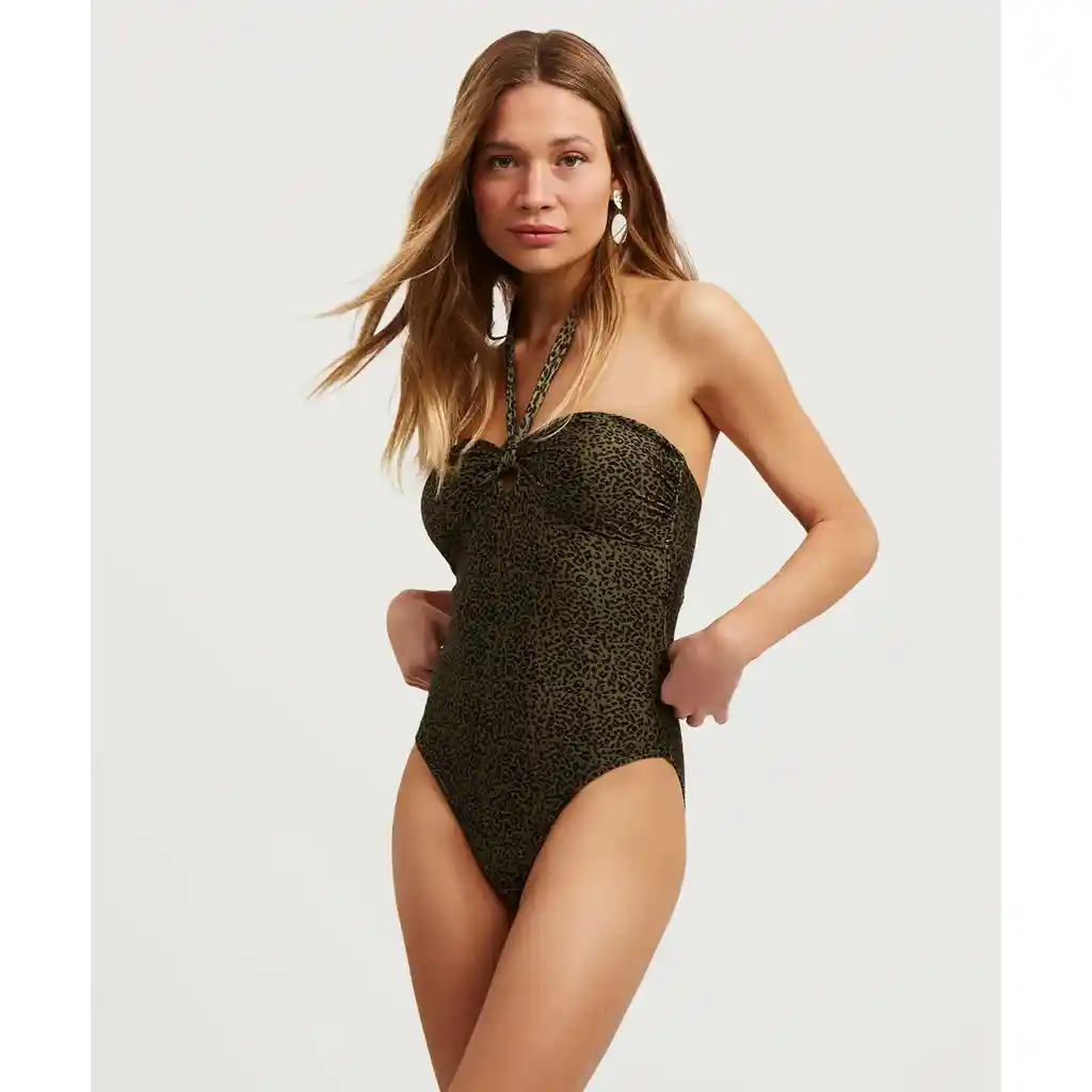 Traje De Baño Mujer Animal Print Xl Verde Musgo