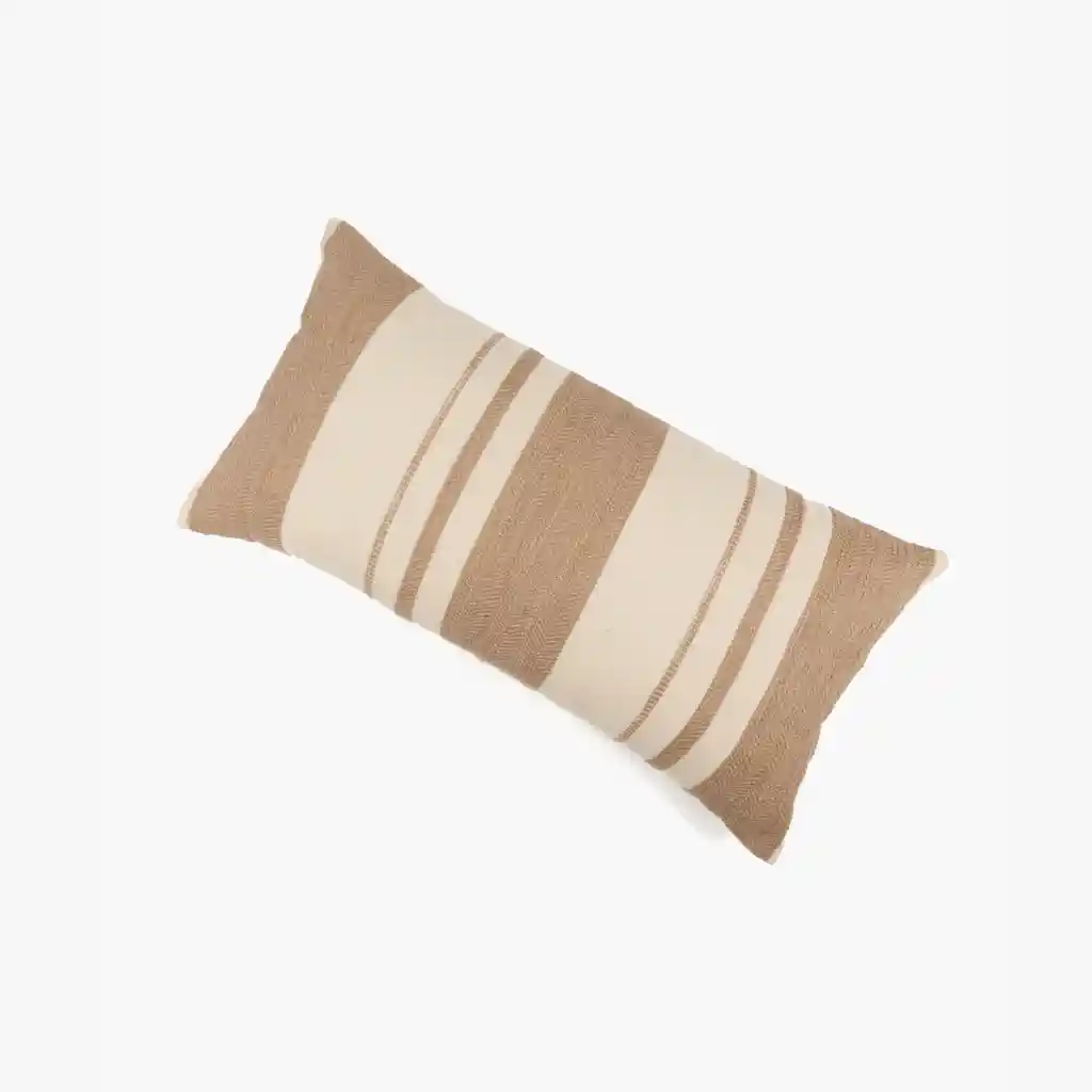 Cojín Mujer Algodón Textura Líneas 30 X 60 Cm Beige