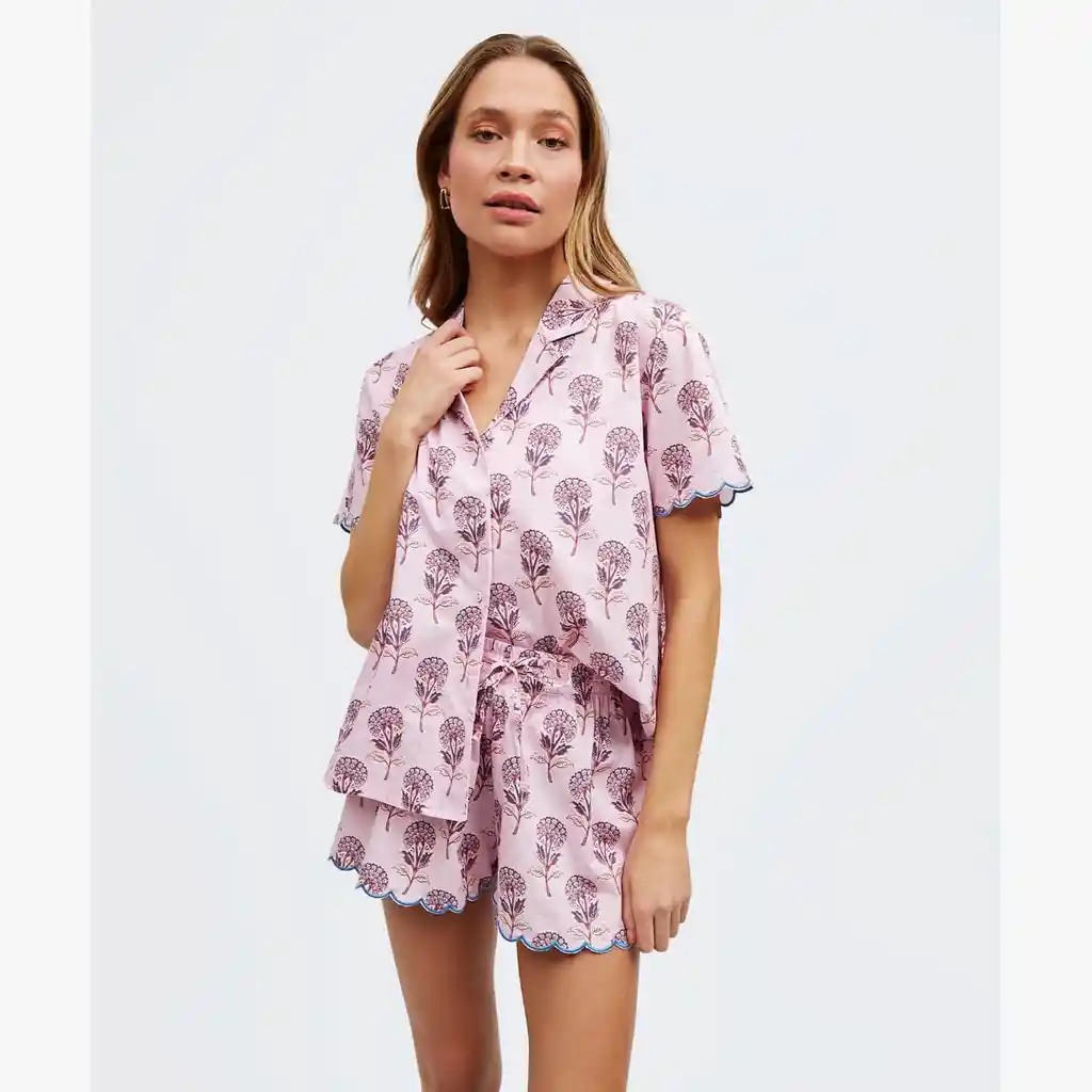 Pijama Mujer Algodón Corto Xl Rosado