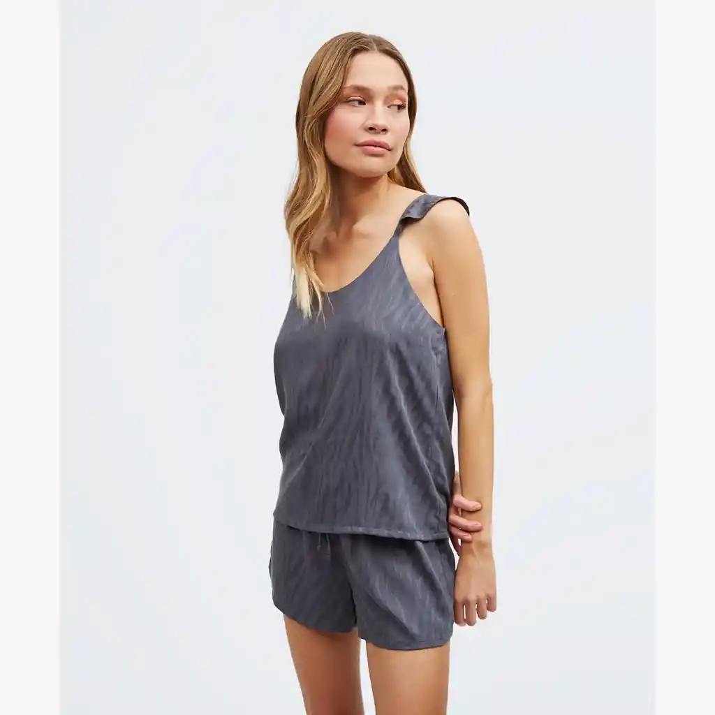 Pijama Mujer Corto Cebra Xl Gris