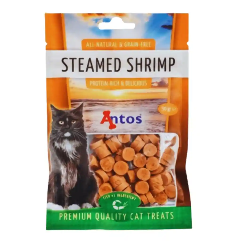 Antos, Snack Para Gatos, Libre De Granos, Camarón Al Vapor (50gr)